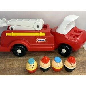 VTG Little Tikes Toddle Tots Fire Truck Engine 4 Figures Fire Fighters Clean!